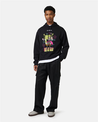 Regular black fit hoodie with SpongeBob print and logo embroidery