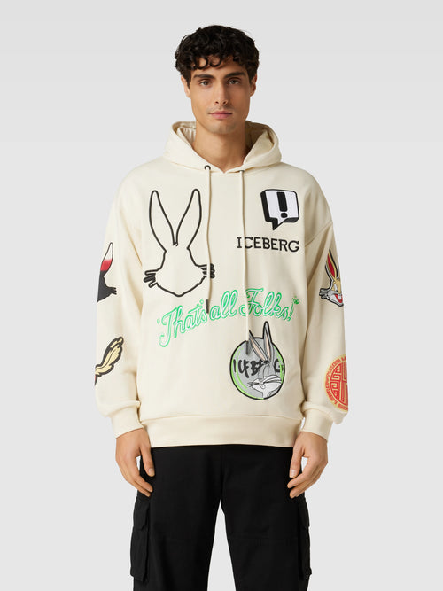 Oversized Hoodie mit Looney Tunes®-Details in offwhite