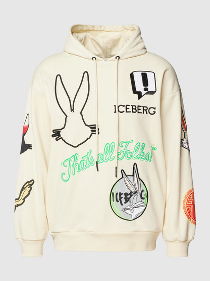 Oversized Hoodie mit Looney Tunes®-Details in offwhite